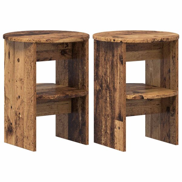 vidaXL Meuble d'appoint 2 pc Bois ancien Ø40 x 50 cm Bois d’ingénierie