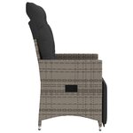 vidaXL Chaise inclinable de jardin avec coussins gris résine tressée