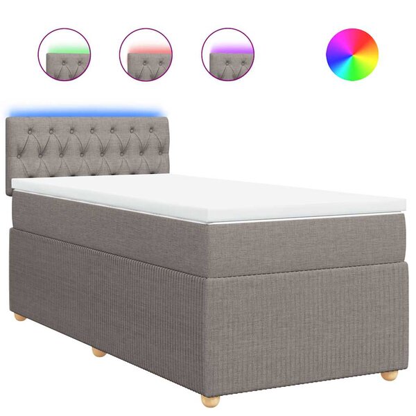 vidaXL Sommier à lattes de lit avec matelas Taupe 80x200 cm Tissu