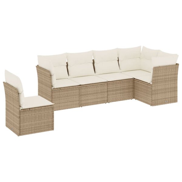 vidaXL Salon de jardin avec coussins 6 Pièces beige résine tressée