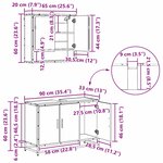 vidaXL Ensemble de mobilier de salle de bain 3 Pièces Bois Ancien