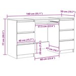 vidaXL Bureau chêne artisanal 140x50x77 cm bois d'ingénierie