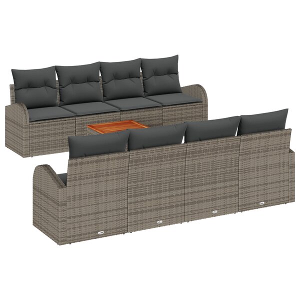 vidaXL Ensemble de Canapé de Jardin Gris 9 Pièces Gris Large