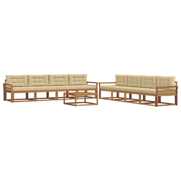 vidaXL Ensemble de canapés d'extérieur 9 Pièces Naturel et Beige