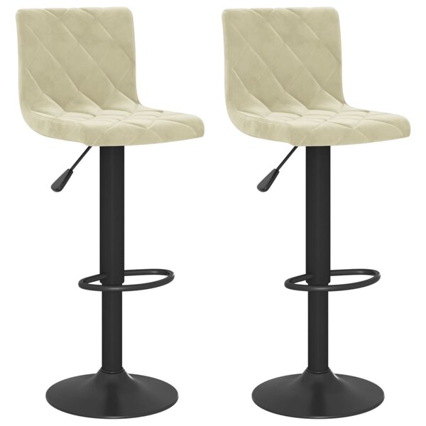 vidaXL Tabourets de bar lot de 2 crème velours