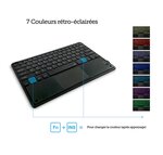 Ovegna bt14: clavier bluetooth 3.0 ultra-fin (azerty)  rétro-éclairé par led (7 couleurs)  pavé tactile  batterie lithium  pour smartphone  smarttv et tablette sous android  windows et ios