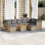 vidaXL Salon de jardin et coussins 10 Pièces mélange beige résine tressée