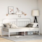 Cadre de lit jour vidaXL avec lit gigogne Blanc 90x200 cm Acier