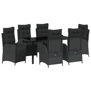 vidaXL Ensemble de salle à manger pour jardin 7 Pièces Noir polyrotin