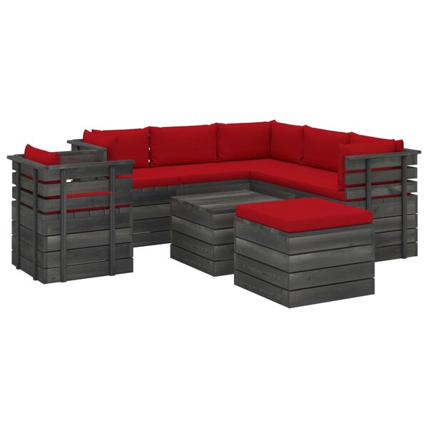 vidaXL Salon palette de jardin 8 Pièces avec coussins Bois de pin massif