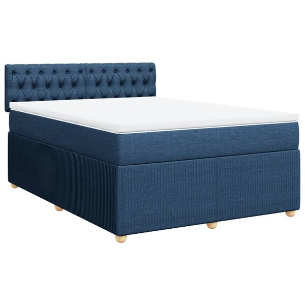 vidaXL Sommier à lattes de lit avec matelas Bleu 160x200 cm Tissu