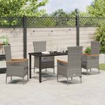 vidaXL Ensemble de salle à manger pour jardin 5 Pièces Gris Poly rotin