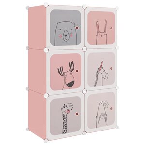 vidaXL Armoire de rangement pour enfants avec 6 cubes Rose PP