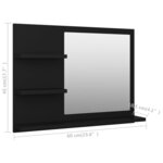 vidaXL Miroir de salle de bain noir 60x10 5x45 cm bois d’ingénierie