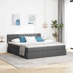 vidaXL Lit de rangement LED avec matelas Gris foncé 180 x 200 cm Tissu