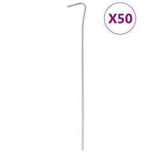 vidaXL Piquets de tente 50 Pièces 23 cm Ø6 mm acier galvanisé