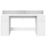 vidaXL Bureau avec lumières LED blanc 160x55x91 cm bois d'ingénierie