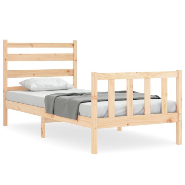 vidaXL Cadre de lit avec tête de lit 90x200 cm bois massif