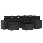 vidaXL Salon de jardin 7 Pièces avec coussins noir résine tressée