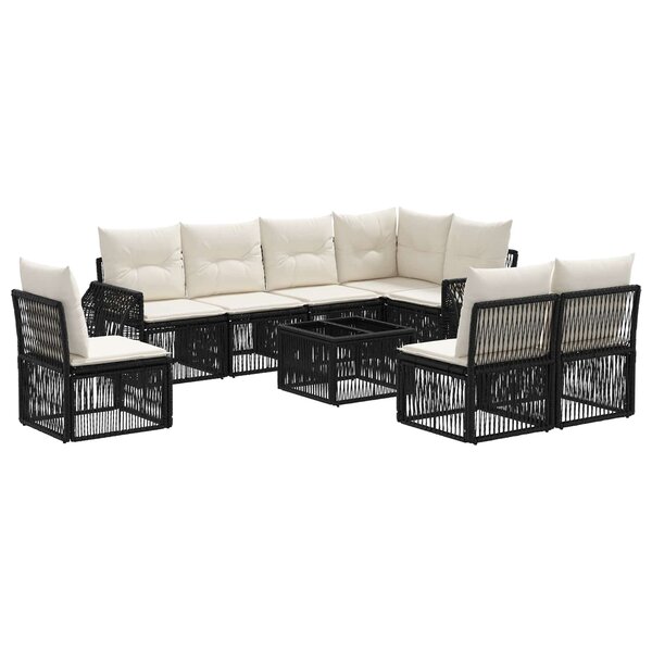 vidaXL Ensemble de canapé de jardin 9 Pièces Noir et blanc crème