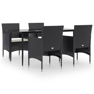 vidaXL Ensemble à manger de jardin avec coussins 5 Pièces Noir