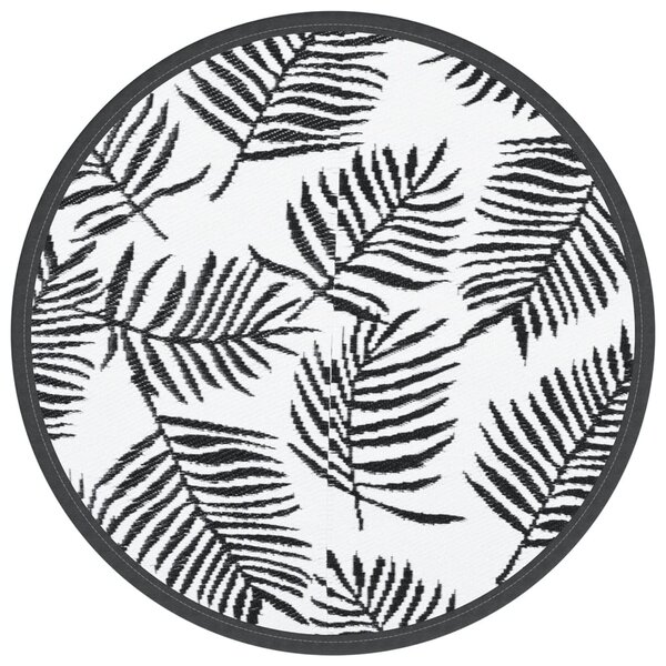 vidaXL Tapis d'extérieur ARAKIL blanc et noir Ø200 cm PP