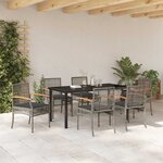 vidaXL Ensemble de salle à manger pour jardin 7 Pièces Gris polyrotin
