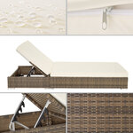 Tectake Bain de soleil duo 5 positions avec 2 sets de housses + housse de protection - marron naturel