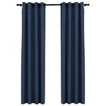 vidaXL Rideaux occultants Aspect lin avec œillets 2 Pièces Bleu 140x245cm