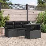 vidaXL Ensemble de canapé de jardin avec coussin 5 Pièces Noir Poly rotin