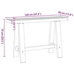 vidaXL Table console NOAIN pieds en forme de A 120x30x75 cm massif pin