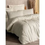 Parure de lit - housse de couette 220 x 240 + 2 taies d'oreiller 60 x 60 coton renforcé - Crème