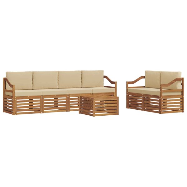 vidaXL Ensemble de canapés d'extérieur 7 pc Naturel et Beige