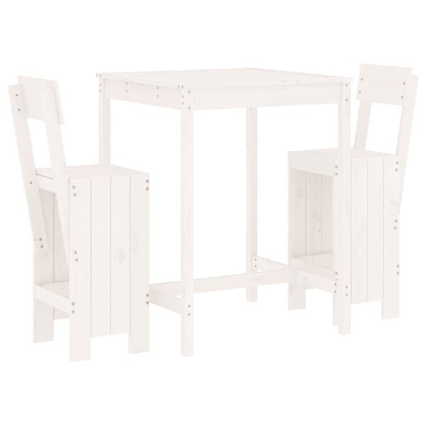 vidaXL Ensemble de bar de jardin 3 Pièces blanc bois de pin massif