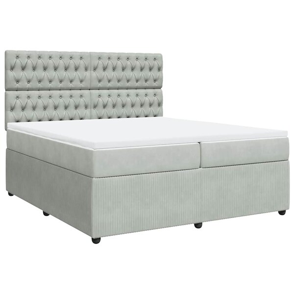 vidaXL Sommier à lattes de lit et matelas Gris clair 200x200cm Velours