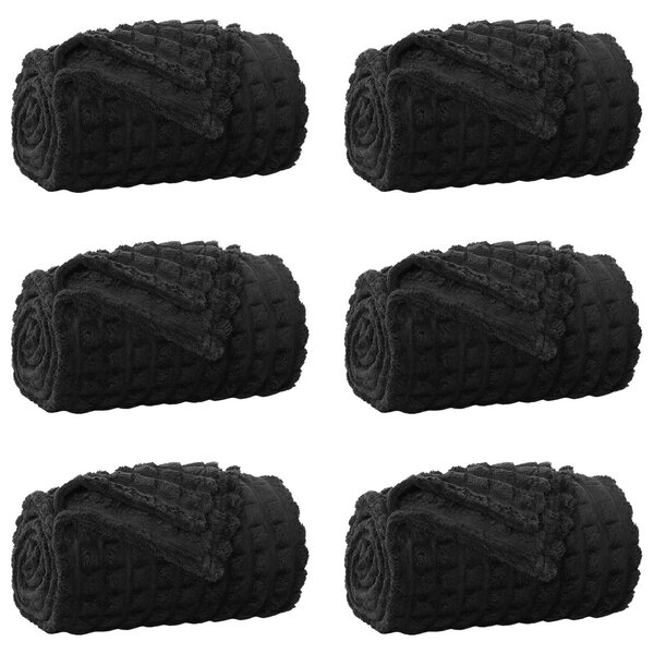 vidaXL Couvertures à jeter 6 Pièces Noir 200 x 150 cm Toison
