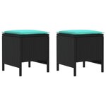 vidaXL Pouf de Jardin 2 Pièce Noir et turquoise 38 x 38 x 45 cm