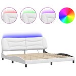 vidaXL Cadre de lit avec LED sans matelas Hvar blanc 200x200 cm