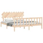 vidaXL Cadre de lit avec tête de lit Super King Size bois massif