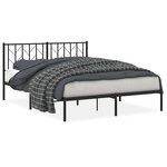 vidaXL Cadre de lit métal sans matelas avec tête de lit noir 150x200cm