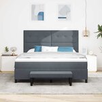 vidaXL Lit à ressorts avec matelas Gris foncé 180 x 200 cm Velours