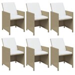 vidaXL Ensemble à dîner de jardin coussins 7 Pièces Résine tressée Beige