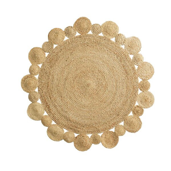 Tapis rond 120 cm jute ajoure cordou