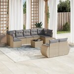 vidaXL Salon de jardin avec coussins 10 Pièces beige résine tressée