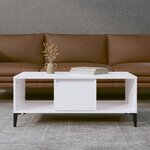 vidaXL Table basse Blanc brillant 90x50x36 5 cm Bois d'ingénierie