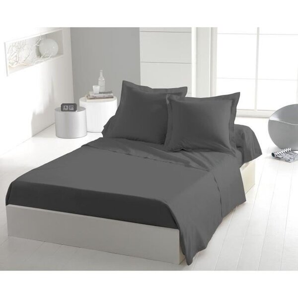 Drap plat microfibre 82 g - 180 x 290 cm - 1 personne - Anthracite