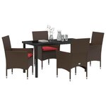 vidaXL Ensemble table et chaises avec coussin 5 Pièces Marron Rotin PE
