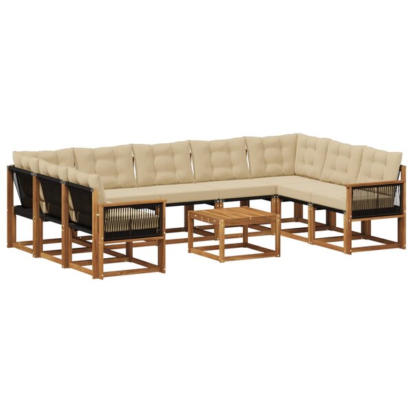 vidaXL Ensemble de canapés d'extérieur 10 pc Naturel et Beige