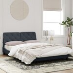 vidaXL Cadre de lit avec lumières LED gris foncé 140x190 cm velours
