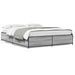 vidaXL Cadre de lit sonoma gris 135x190 cm bois d'ingénierie et métal